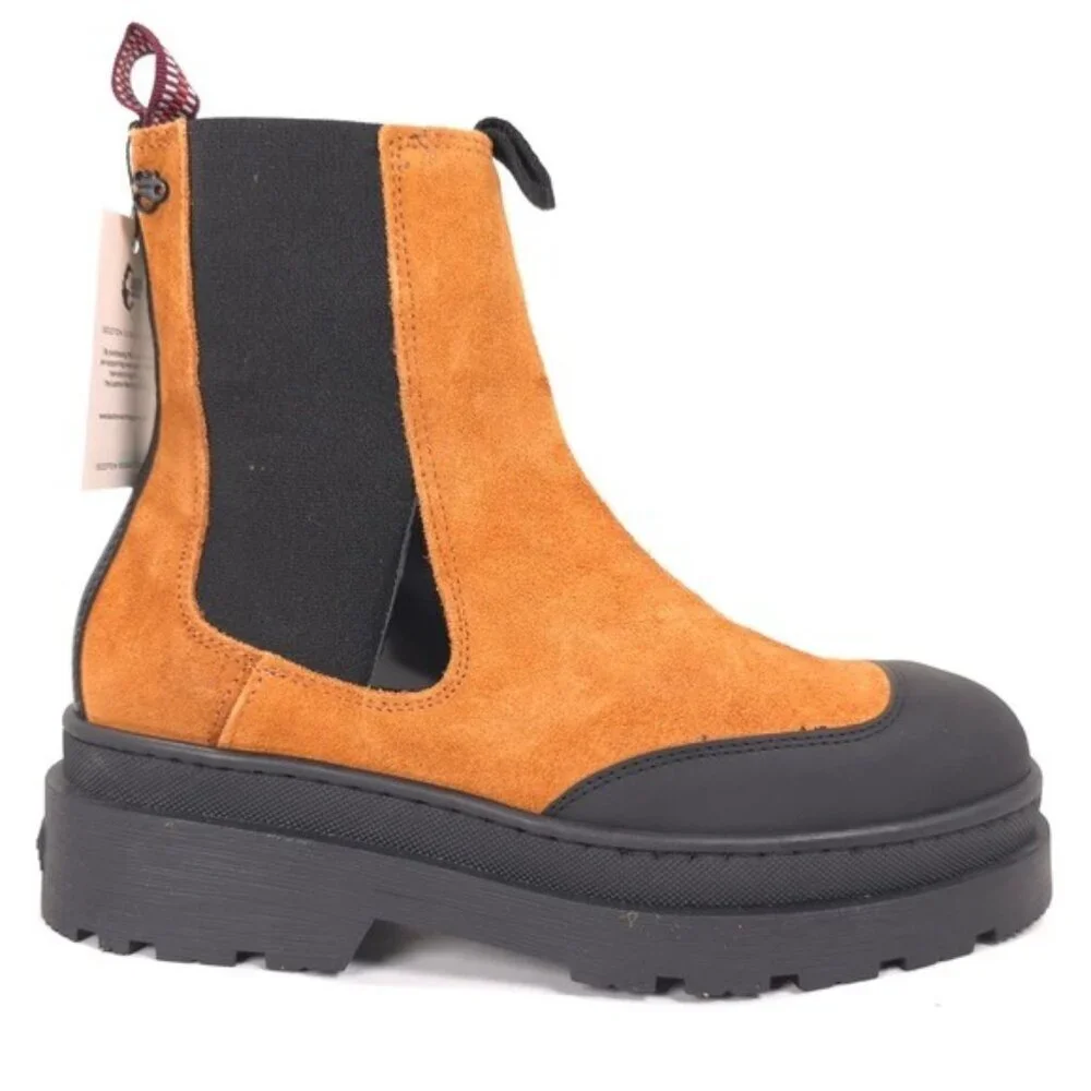 NWB SCOTCH & SODA Aubri Chelsea Boot Leather Suede Cognac Size 39 Women 25751275